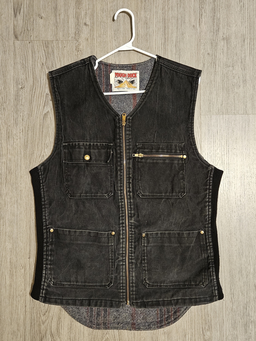 Tough Duck Vintage Men's Black Blanket Lined Vest Size Medium
